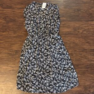 J. Crew Black and White Floral Midi Dress